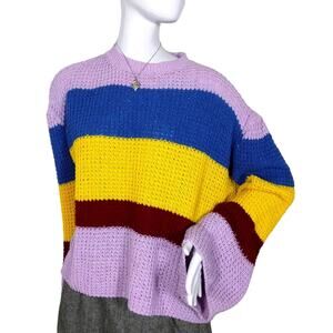 Ecowish Y2K colorblock knit oversized sweater size small